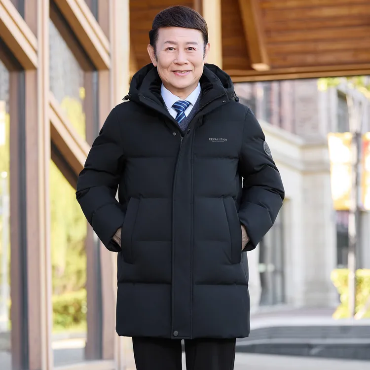 正品爸爸装羽绒服男中长款男士爸爸爸爸爸冬季大衣