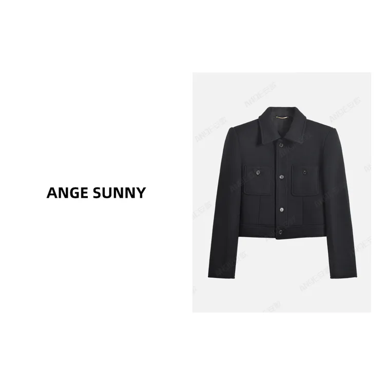 曲阳 ANGE SUNNY【任敏同款 罗兰羊毛夹克】针织羊毛法兰绒猎装外套