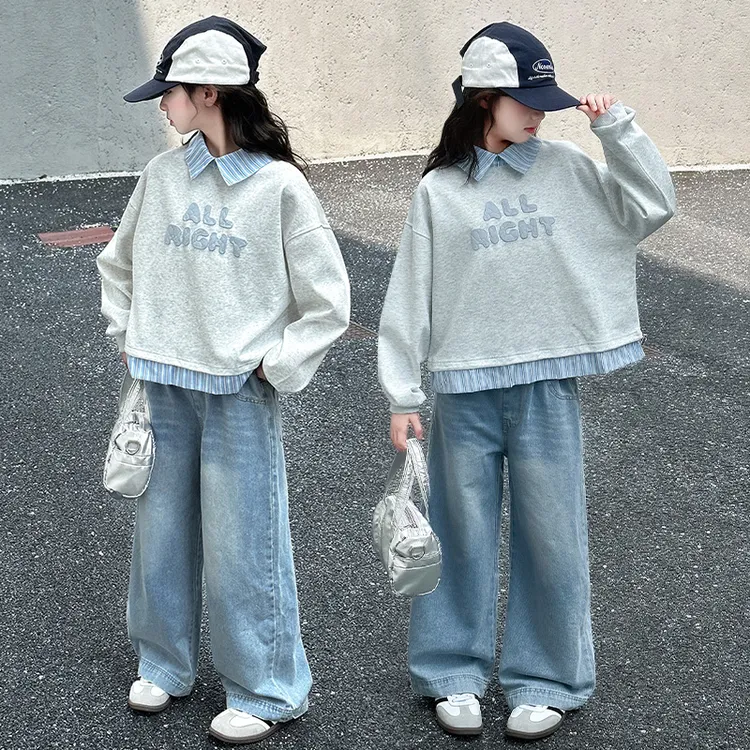 女童春秋款套装2025新款儿童洋气时髦秋装中大童女卫衣运动两件套