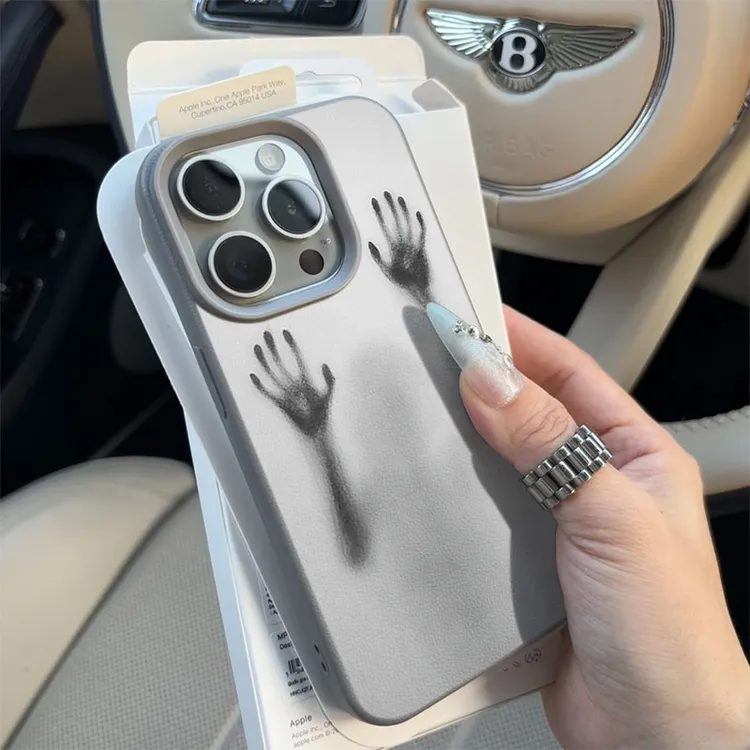 朦胧艺术挣扎适用苹果16p/15手机壳iPhone14promax13荔枝纹12软11