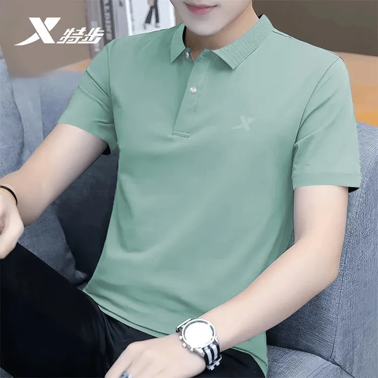 特步运动polo衫男款短袖父亲节礼物夏季翻领薄款上衣休闲透气半袖