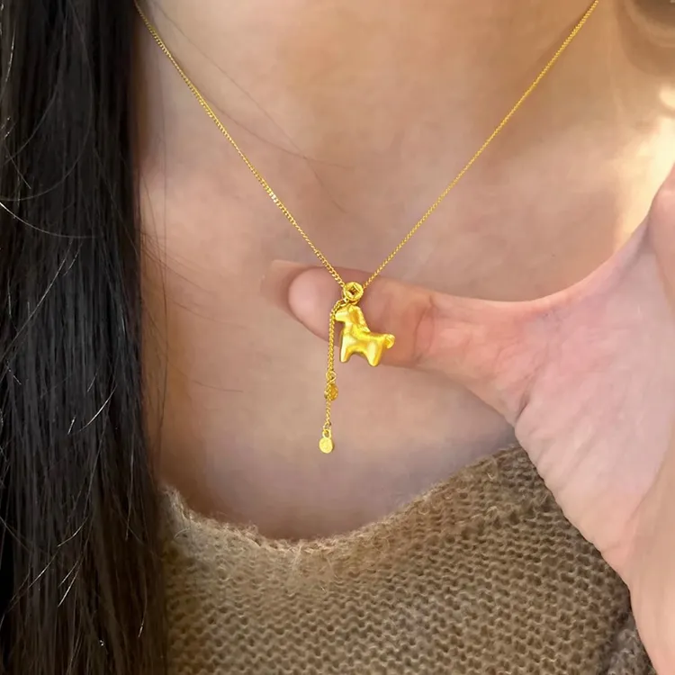 Jusong klein 钛钢项链 马上有钱花项链女轻奢高级感流苏锁骨链