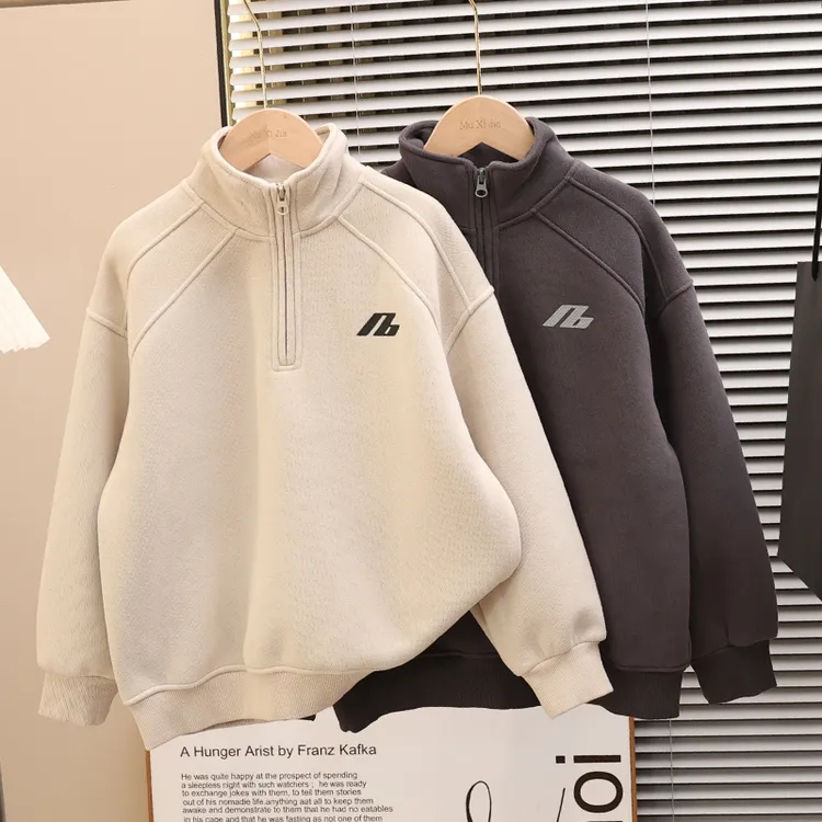 童装男童加绒卫衣2025新款儿童秋冬装加厚一体绒宽松保暖帅气百搭