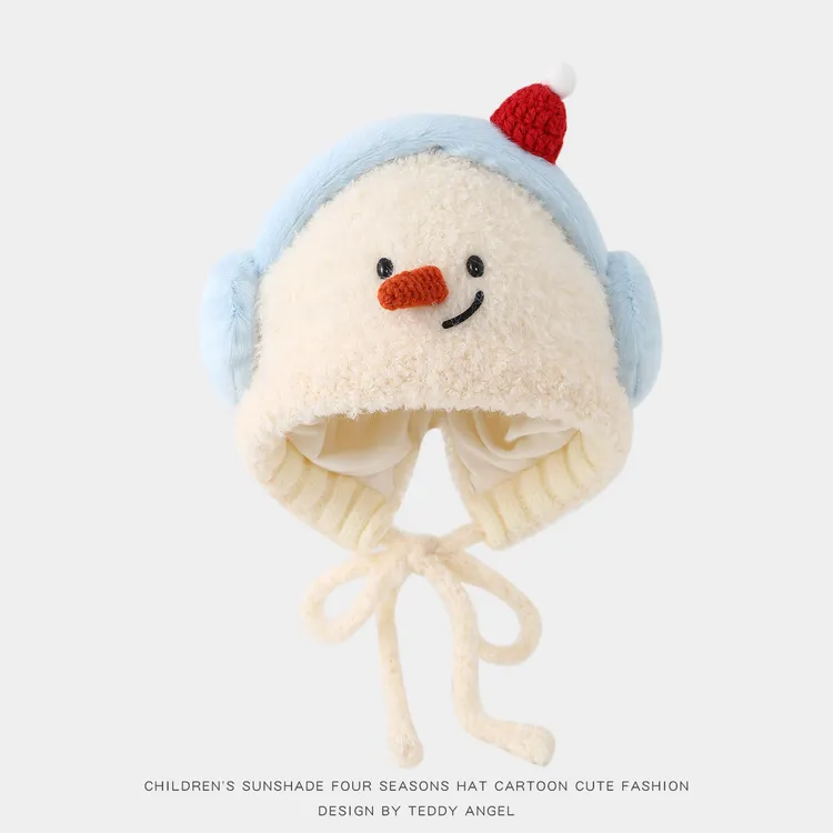 韩版婴儿帽子护耳帽秋冬季保暖毛绒加厚耳机小鸡卡通男女童护耳帽