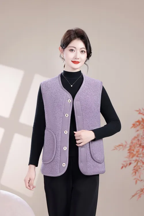 冬季中老年女装中老年宽松纯色马甲