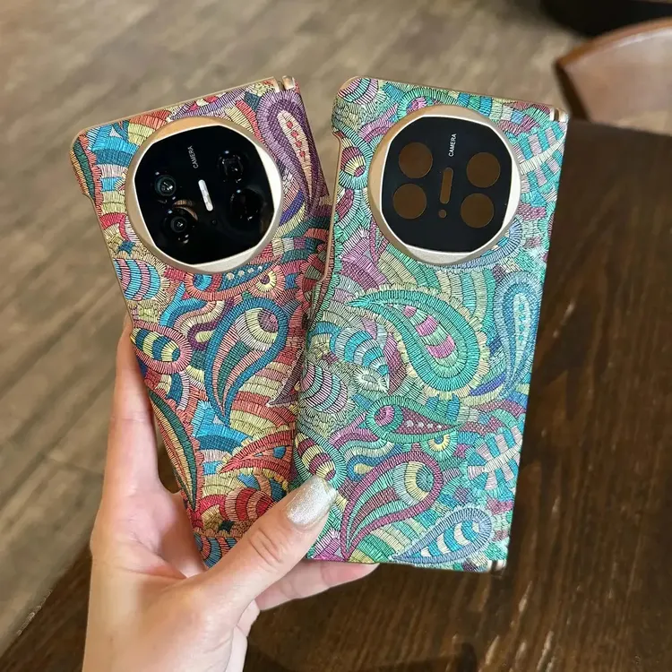 适用华为matex6手机壳双中轴x5典藏版缤纷腰果花折叠x3保护套