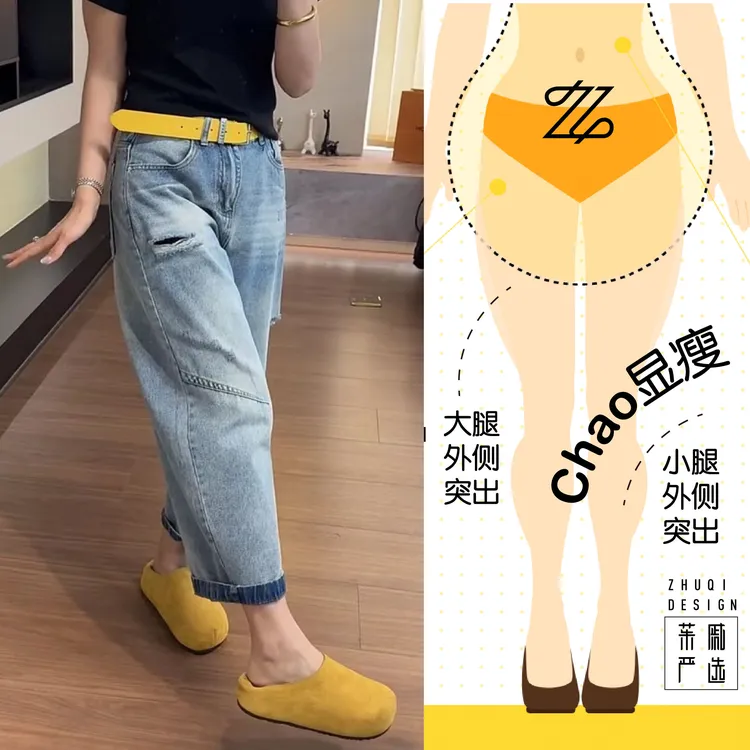 春季高腰显瘦大码百搭宽松时尚阔腿潮流修身流浪老爹裤牛仔裤