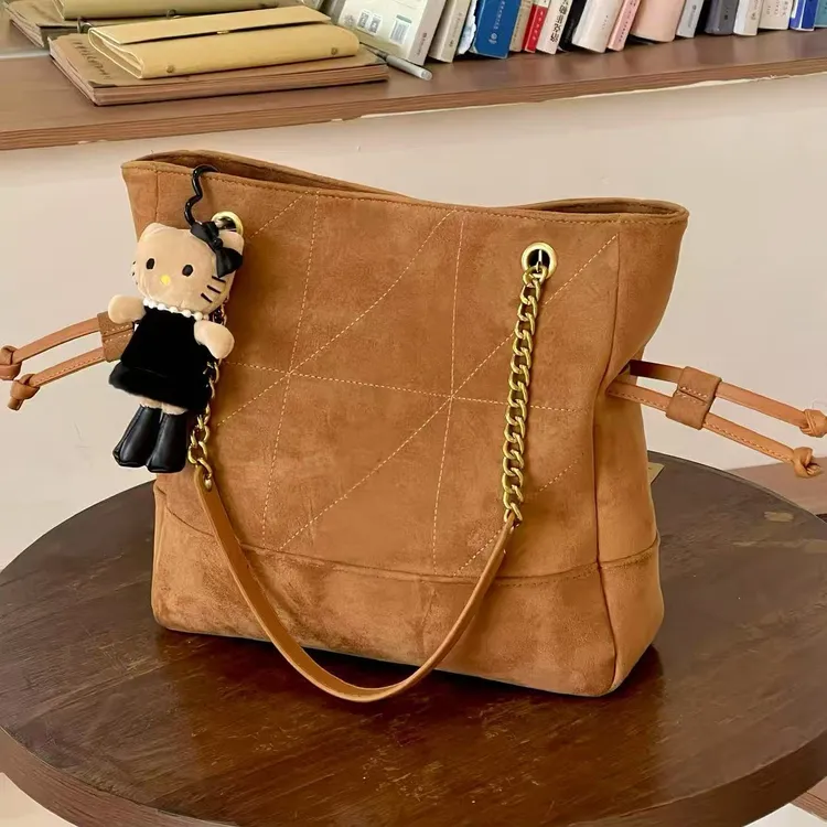 磁扣通勤风格子轻奢风锁扣腋下包耐磨可折叠手提