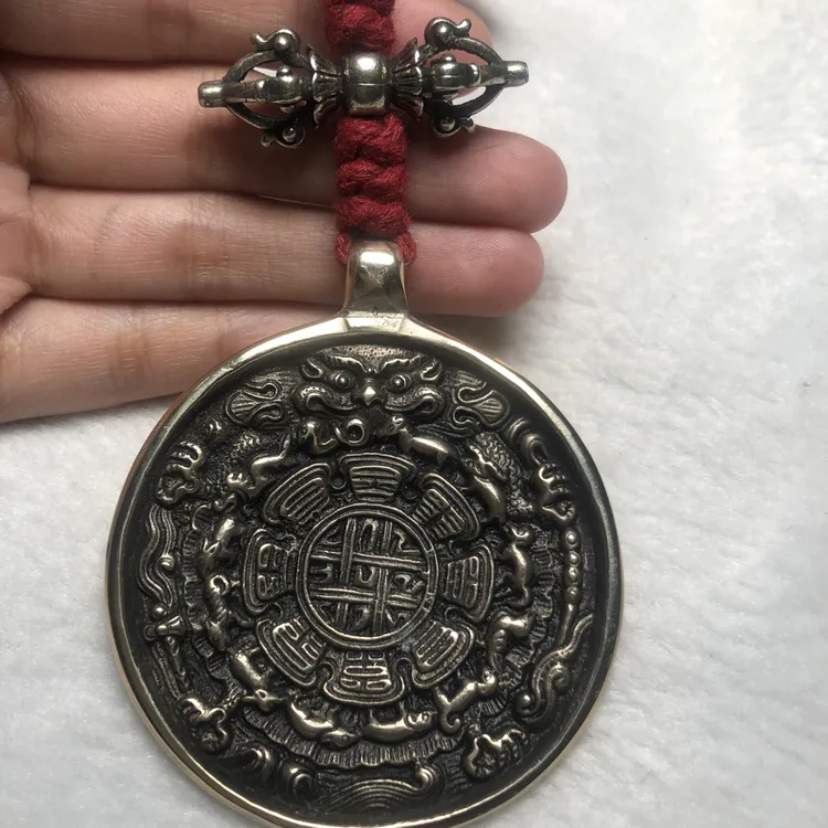 白铜鳞甲雄九宫八卦牌腰挂包挂手工翻砂挂件