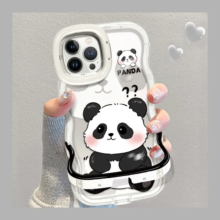 疑惑熊猫适用于苹果/华为/OPPO/VIVO/小米手机壳双支架防摔女款