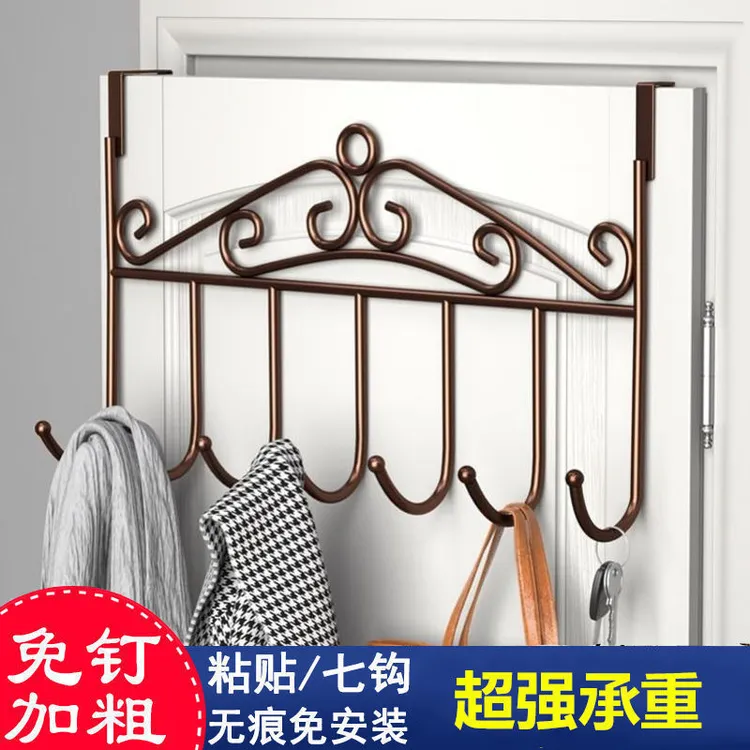 免打孔门后挂钩置物架壁挂衣架浴室入户进门口上衣服挂架收纳衣钩
