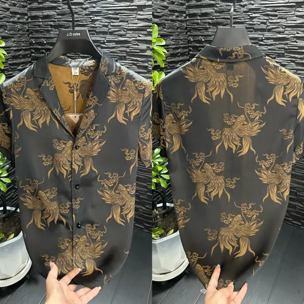 夏季潮流个性百搭男士短袖衬衫时尚帅气/7037