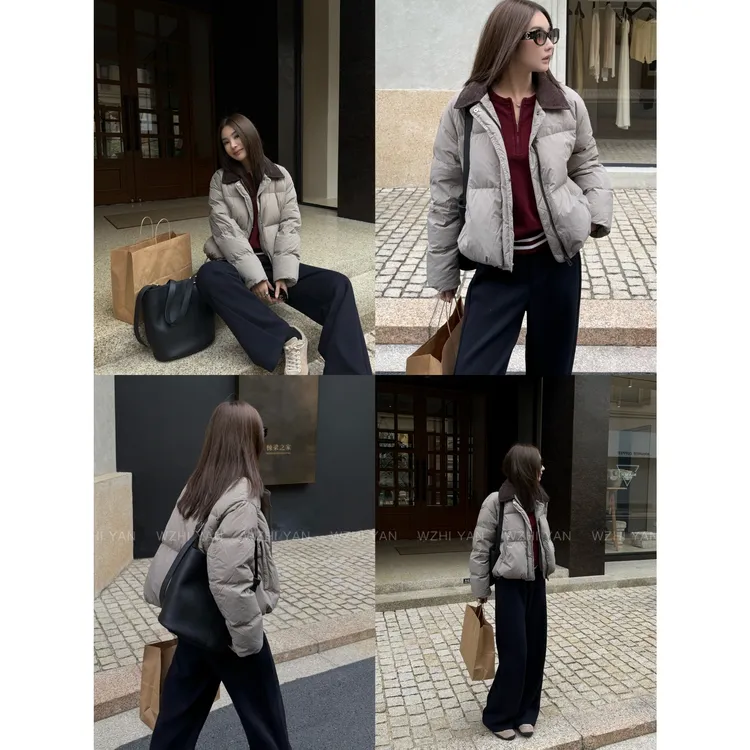 【步野听松】”90%白鸭绒”老钱高货撞色拼接面包服保暖羽绒外套26800