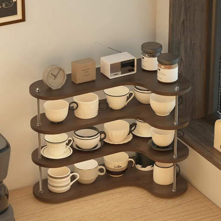 【超好看的杯架】木质转角架高级感防尘茶具储物架餐边柜杯子置物架