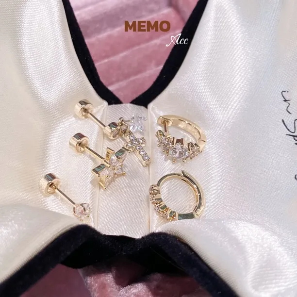 铜合金锆石耳饰  DS145 风星引梦 咖啡金气质设计感耳圈耳骨钉