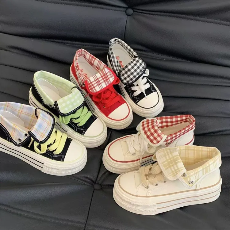 2025秋季新款透气百搭高帮帆布鞋女ins潮小众学生休闲小白板鞋子