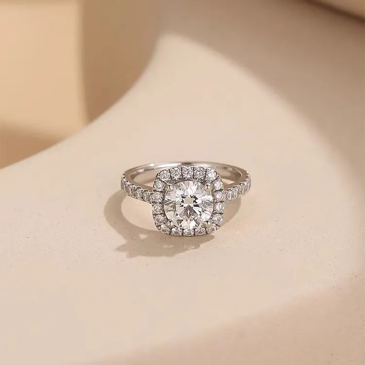 天然莫桑钻气质轻奢钻戒经典求婚满钻豪华可调节女士精致戒指