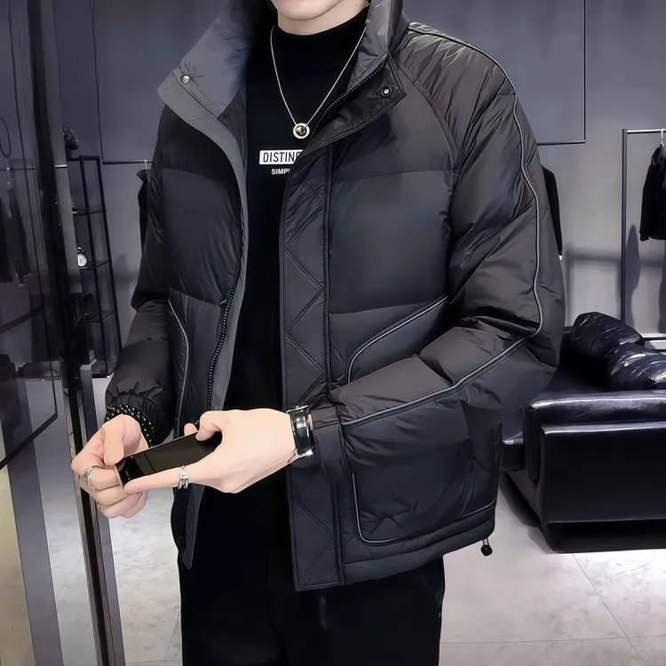 【万达撤柜】秋冬羽绒服男士外套轻薄新款韩版休闲宽松保暖翻领夹克