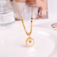 钛钢项链 小方糖圆盘项链女小众设计精致简约高级感秋冬毛衣链