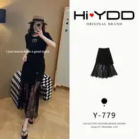YDD•「Y-779」蕾丝下摆假两件不规则设计师款半身裙JM-8153
