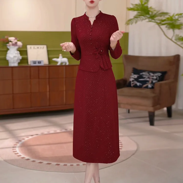 连衣裙2025新款女春秋十月轻奢高级感喜婆婆婚宴装结订婚妈妈礼服