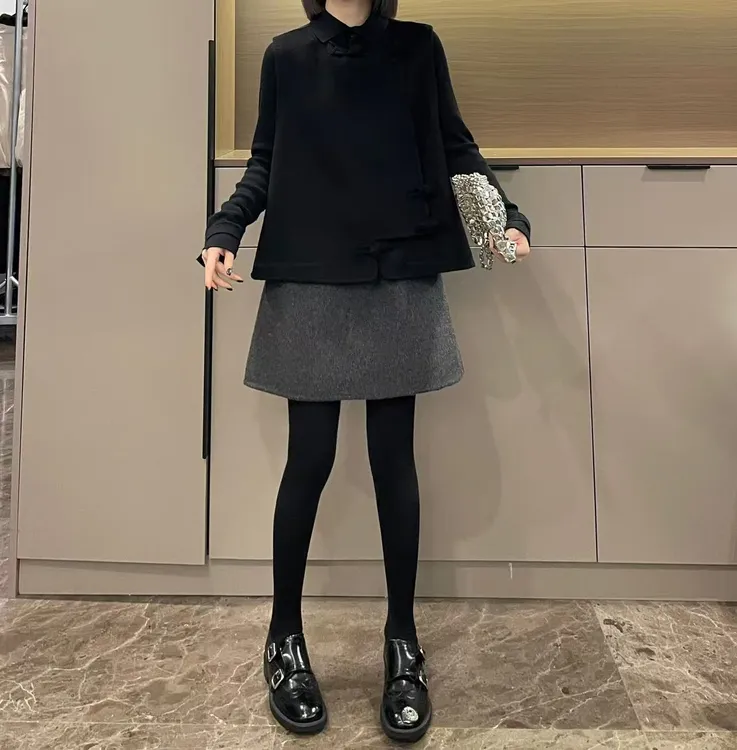 米可/MK-3100ZJ【斜门襟盘扣设计感双面马甲】时尚冬季新款马甲