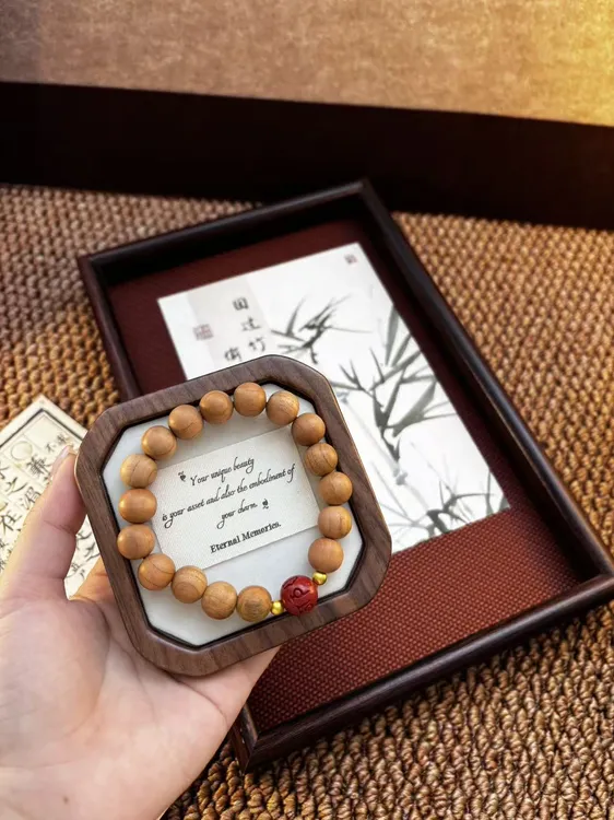 民族风桃木手链手工古风简约单圈木手串女款时尚