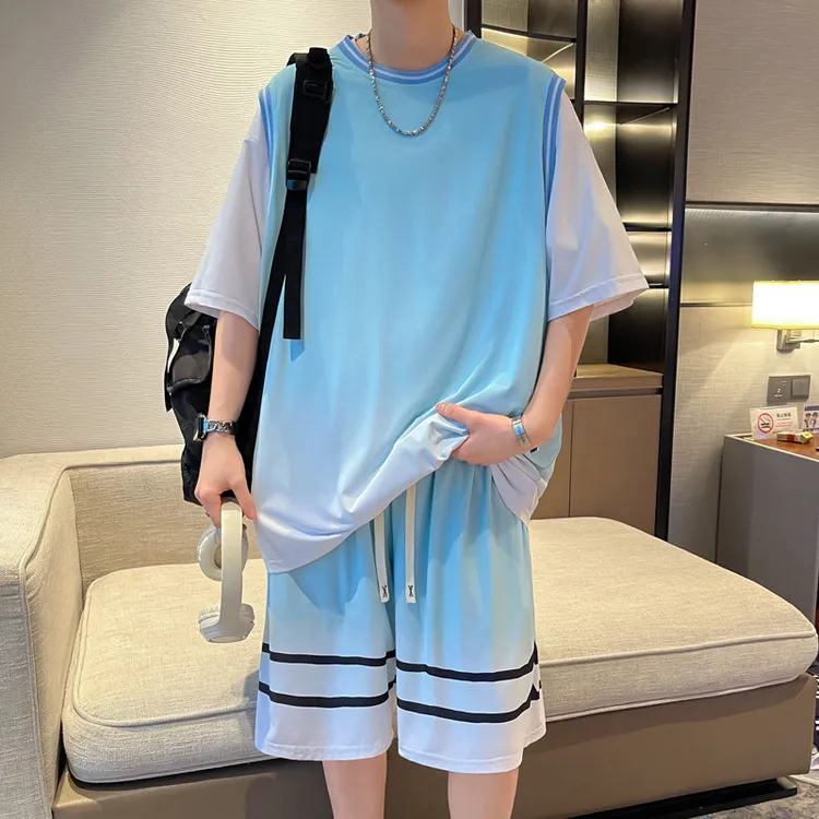 篮球服套装夏季初高中学生短袖T恤速干冰丝运动套装大童男孩球衣