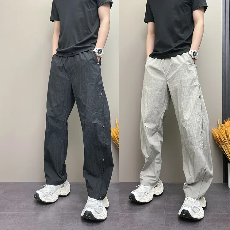 2025年夏季薄款潮流韩版痞帅宽松哈伦裤青年潮男直筒阔腿裤子