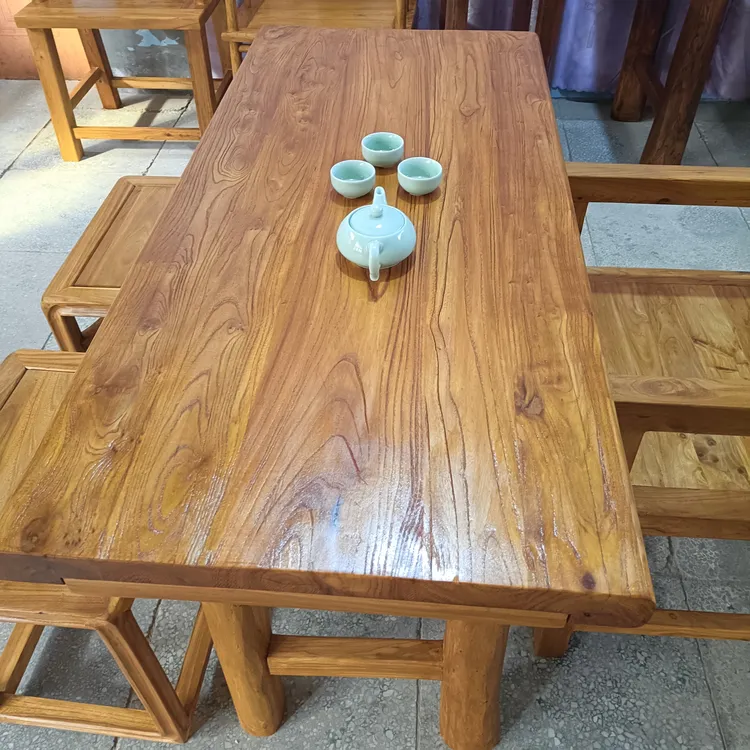 老榆木实木茶桌茶家具吧台餐桌书桌办公桌阳台桌学习桌复古风化板