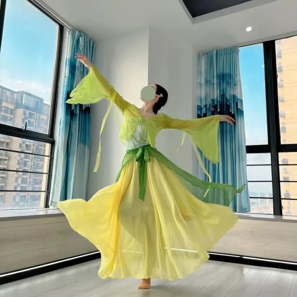 古典舞蹈服女飘逸身韵仙气飘带纱衣古风中国舞练功服演出服套装