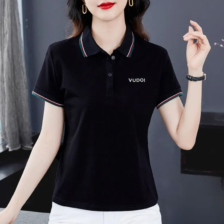 【正肩翻领短袖】2025夏季新款POLO领显瘦T恤洋气减龄百搭上衣女