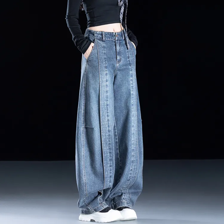 弯刀牛仔裤女款爆款2025新款秋季流行裤子小众复古休闲阔腿镰刀裤