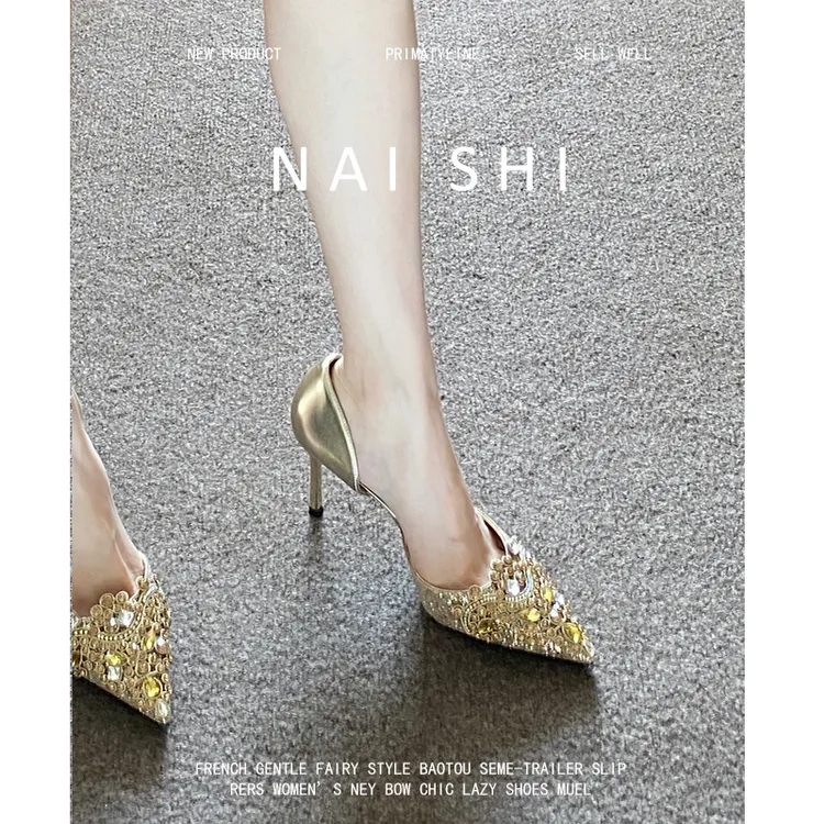 羊皮版！中式秀禾婚鞋新娘法式中空鞋子女款爆款2025新款