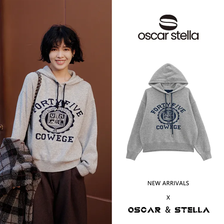 OSCAR&STELLA【挚爱】休闲针织宽松连帽长袖毛衣134-5595