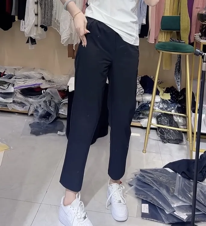 萱贝纯舒适百搭直筒休闲裤女2025秋季薄款速干裤九分弹力烟管裤子