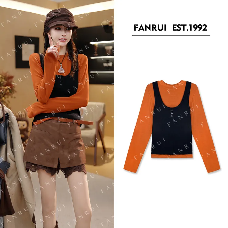 FANRUI/泛芮「贝贝biuu」羊毛混纱两件套独特小众针织衫上衣B18346