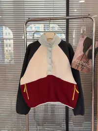 复古撞色拼接摇粒绒卫衣外套