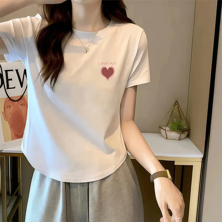 92%棉短袖T恤女夏季正肩大码韩版修身显瘦百搭学生休闲设计感上衣
