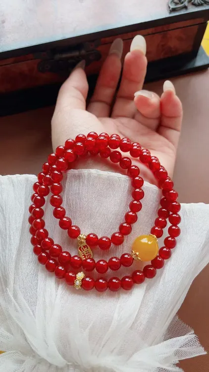 7A天然玛瑙3圈叠戴百搭手串