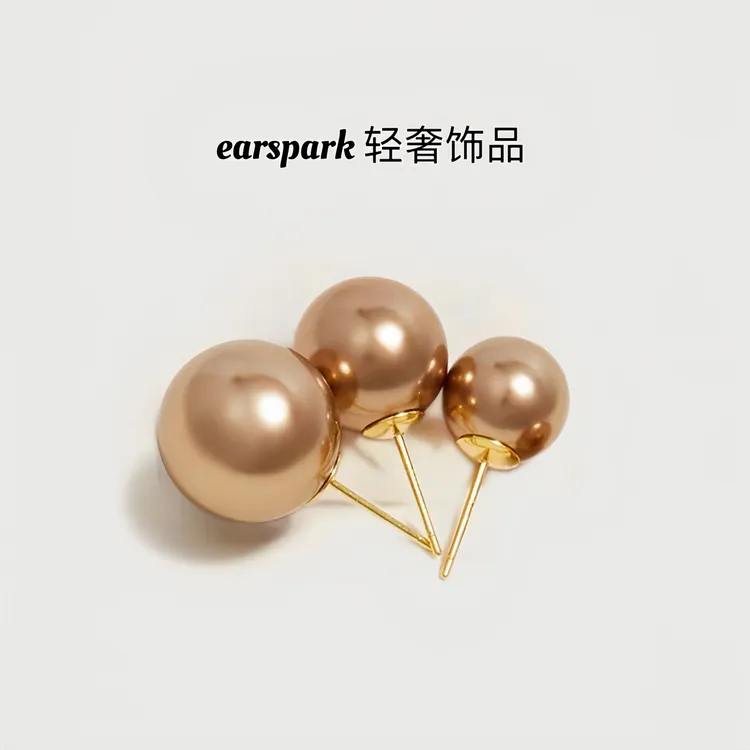 EarSpark 铜合金耳饰 美拉德金棕色高级新款爆款独特经典正圆耳钉