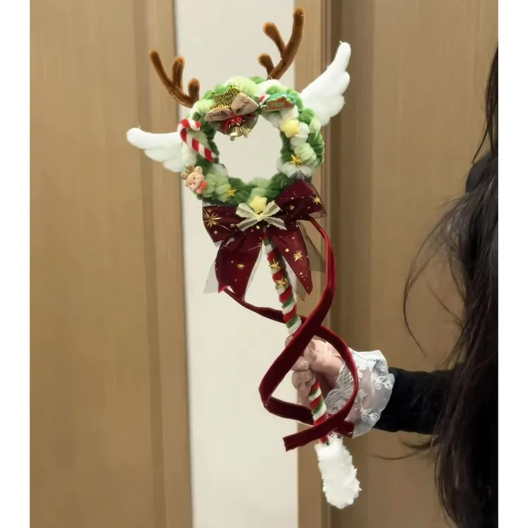 【仙蒂】扭扭圣诞魔法棒飘带麋鹿手工DIY材料圣诞礼物驾车个人用品