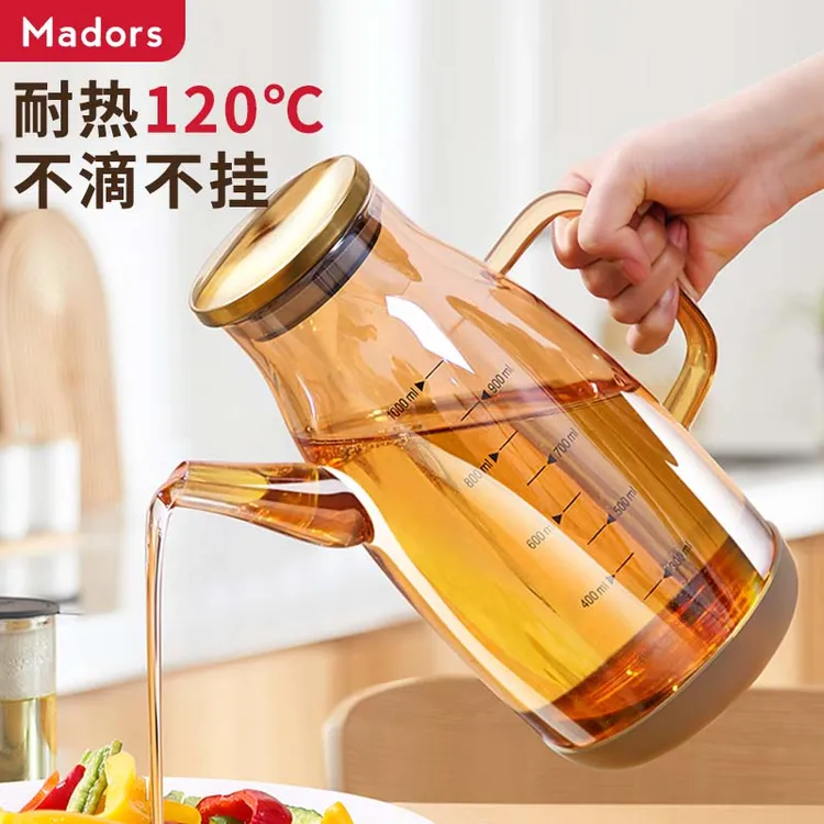 高硼硅玻璃油壶厨房家用大容量不挂油油瓶酱油醋调料瓶装耐热鹰嘴
