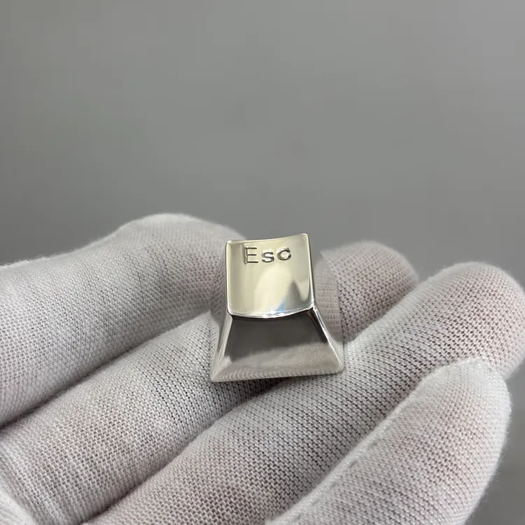 925银银制品 925纯银 Esc键1u 机械键盘帽客制化定制亮面素银款