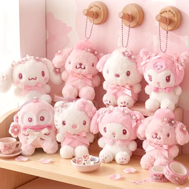 【首尔新品】韩国三丽鸥粉色樱花毛绒kitty库洛米丑鱼玩偶玩具挂件