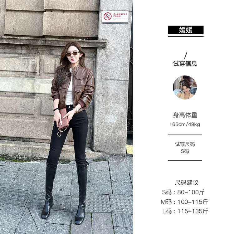 媛媛【闭眼入!】显瘦高腰牛仔裤女新款黑色紧身铅笔修身小脚#K1161