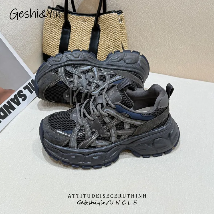 歌诗茵老爹鞋女加绒2025秋冬新款厚底女鞋复古百搭休闲运动鞋