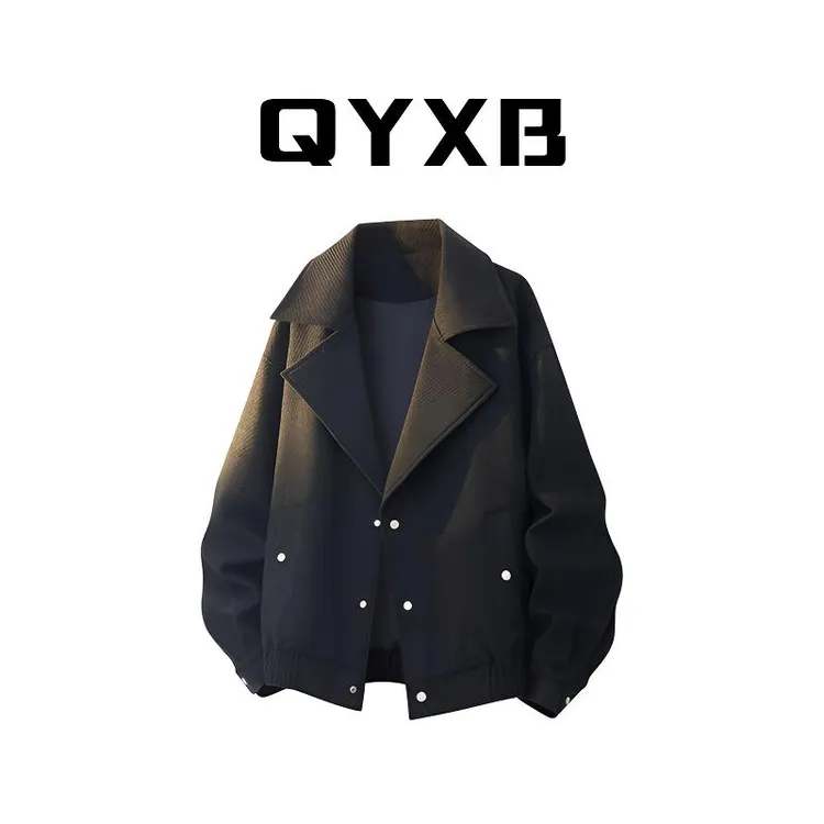 【品牌正品现货】QYXB秋季新款时尚休闲外套男士防风大码夹克上衣