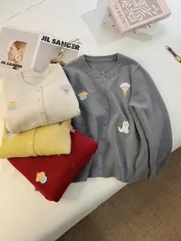 【女王洛克】韩版小香风卡通刺绣圆领毛衣休闲百搭针织衫LK82850