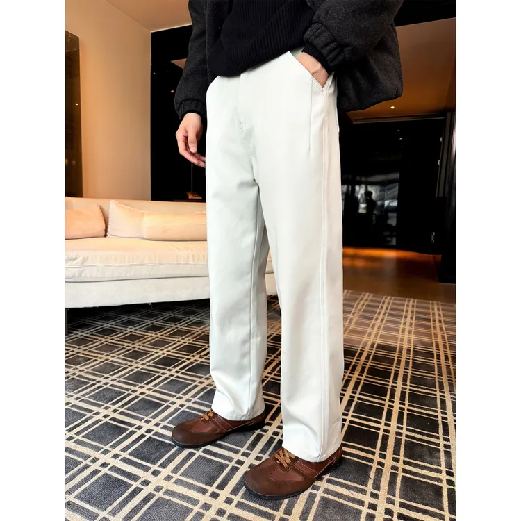 bin bin「摩登长腿」冬季男士休闲极简老钱纯棉水洗牛仔裤直筒长裤